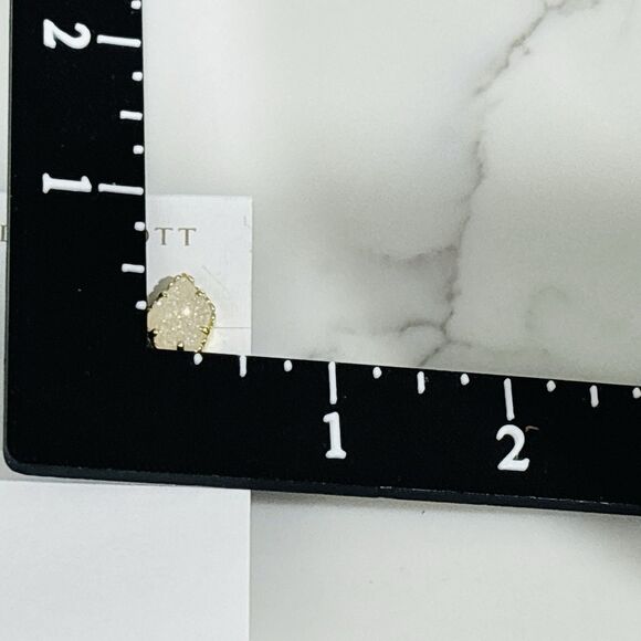 Kendra Scott Tessa Stud Earrings Gold Plated Iridescent Drusy NEW - Picture 4 of 9